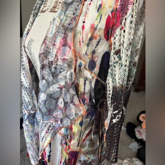 RADZOLI multi-colored lightweight cardigan in gorgeous jewel tones size small - Picture 6 of 10